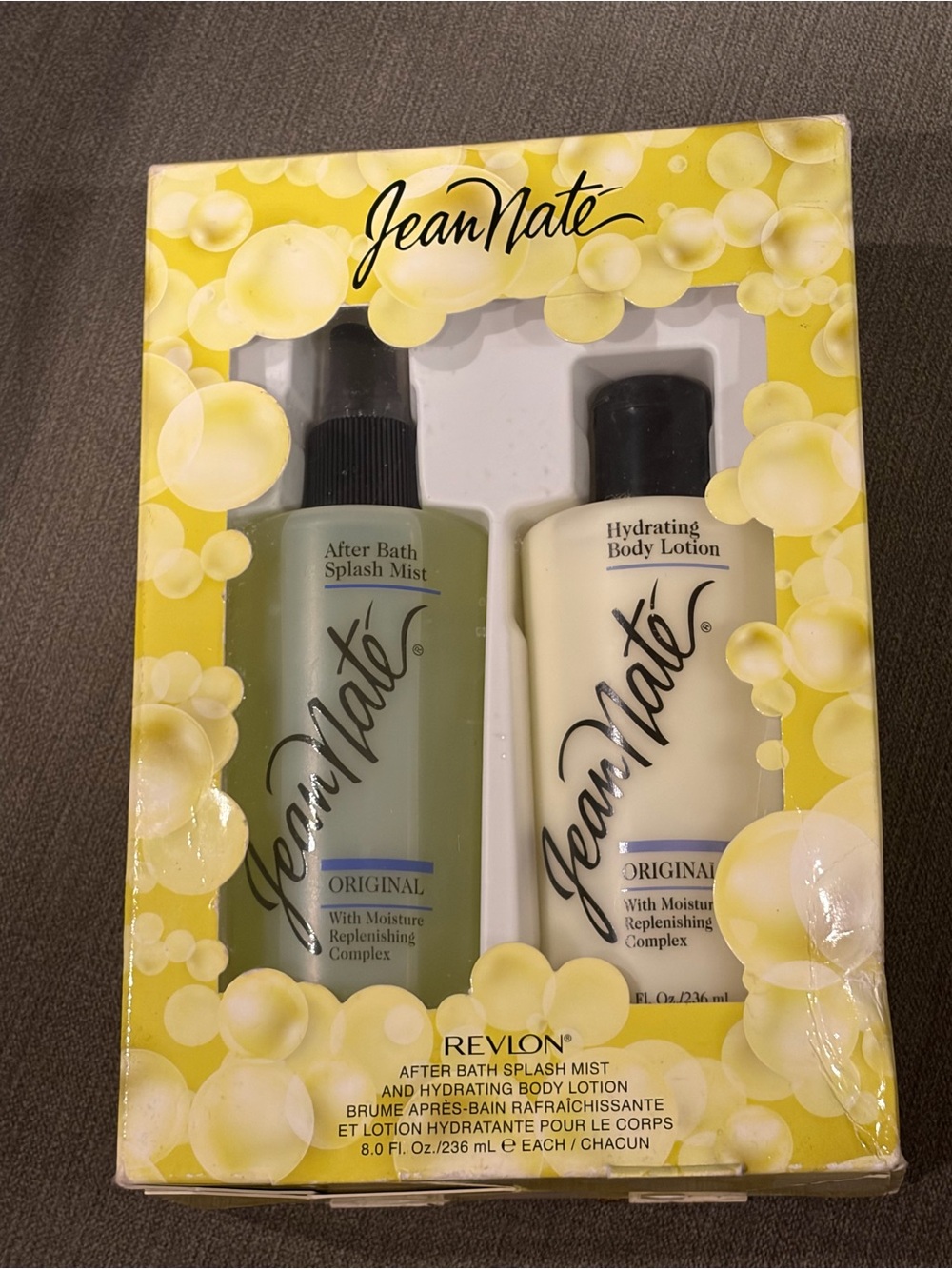 Jean Nate Revlon 2 Pc Gift Set After Bath Splash Mist & Body Lotion 8 Oz x 2 NEW